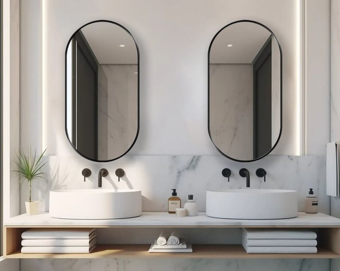 Oval Shape Mirrors service by Gulf Light in Abu Dhabi